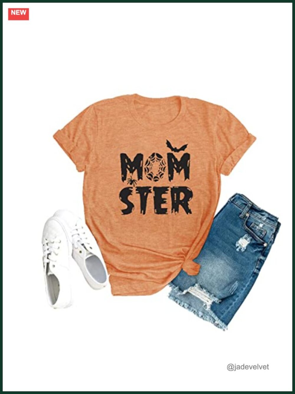 Women Momster Halloween T-Shirt Funny Spider Bat Graphic Tee Casual Letter Print